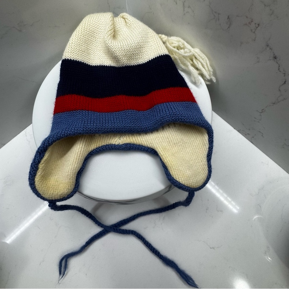 Vintage Smiley Ski Hat 100% pure wool